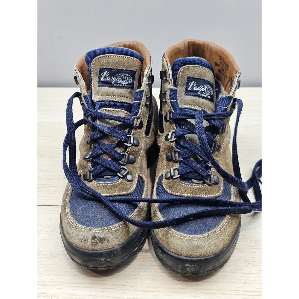 Vintage Vasque Skywalk Gore-Tex Hiking Boots Mens 8 Italy‎ Cow Suede Canvas 7534